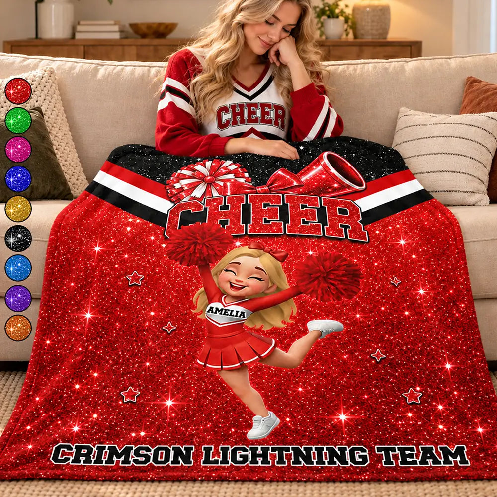 Gift For Cheerleaders, Daughter, Granddaughter - Personalized Faux Glitter Fleece Blanket, Sherpa Blanket