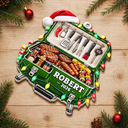 Christmas,Gift For Men,Gift For Yourself,Gifts For Him,Grilling,Happy,Icon - Christmas Gift For Grilling Husband - Personalized BBQ Smoker Embossed Ornament