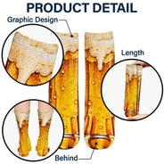 Christmas,Gift For Men,Gift For Yourself,Gifts For Him,Humorous,Icon - Funny Gag Gift For Husband Dad - Personalized Beer Wine Glass Illusion Socks