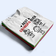 Gift For Grandpa,Gift For Grandparents,Gift For Father,Happy - Best Dad Grandpa Ever Kid Stick Figures - Personalized T Shirt