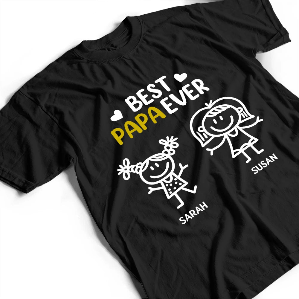 Gift For Grandpa,Gift For Grandparents,Gift For Father,Happy - Best Dad Grandpa Ever Kid Stick Figures - Personalized T Shirt