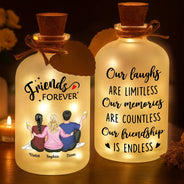 Gift For Bestie,Gift For Sisters,Gift For Brothers,Happy - Our Memories Are Countless Our Friendship Is Endless - Personalized Short Bottle Light