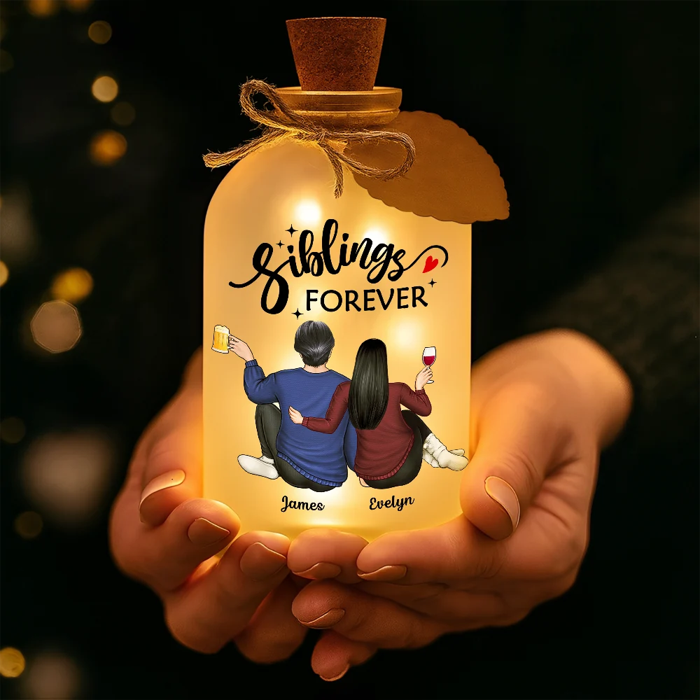 Gift For Bestie,Gift For Sisters,Gift For Brothers,Happy - Our Memories Are Countless Our Friendship Is Endless - Personalized Short Bottle Light
