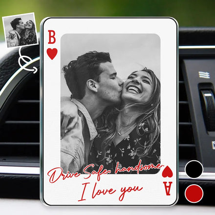 Custom Photo Drive Safe Handsome Playing Card - Personalized Acrylic Car Vent Clip