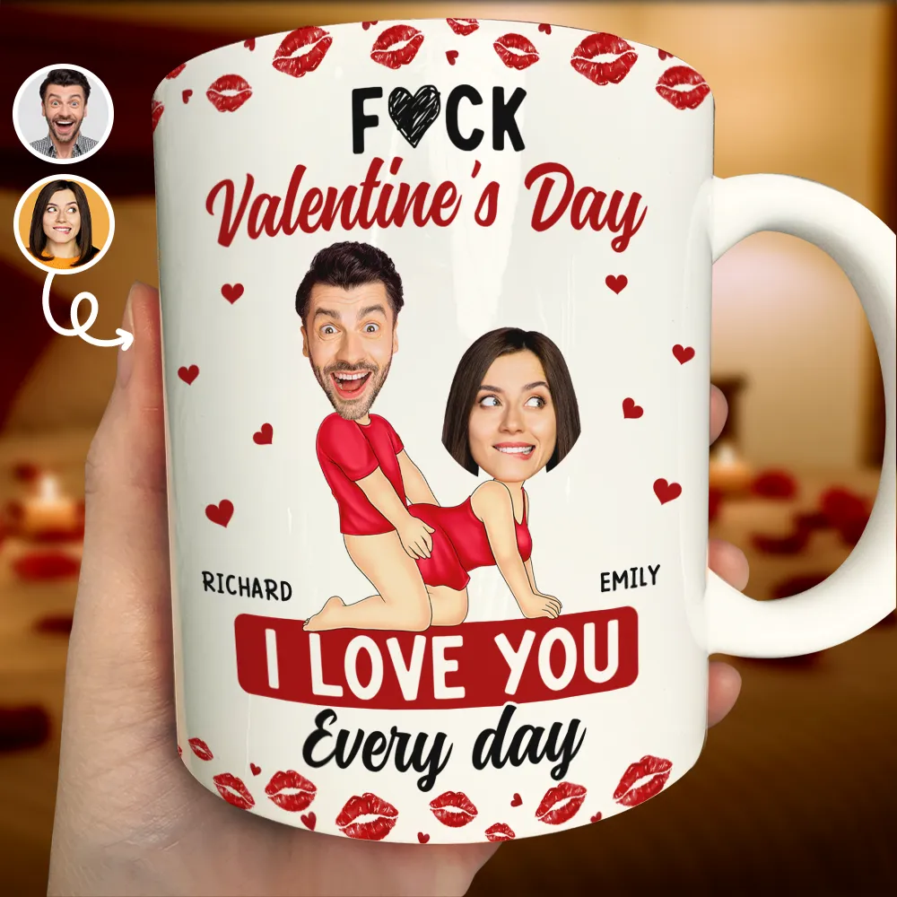 Gift For Couples,Old Couples,Gift For Husband,Gift For Wife,Gift For Boyfriend,Gift For Girlfriend,Love,Custom Photo - Custom Photo Couple I Love You Every Day - Personalized White Edge-to-Edge Mug