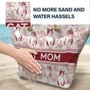 Beach,Pet Lovers,Pet Mom,Happy - Custom Photo Pencil Sketch Art Dog Mom Pet Mom Toile Pattern - Personalized Beach Bag