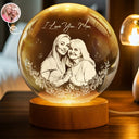 Gift For Mother,Gift For Grandma,Love,Family - Custom Photo Pencil Sketch Art Loving Family - Personalized Crystal Globe Lamp