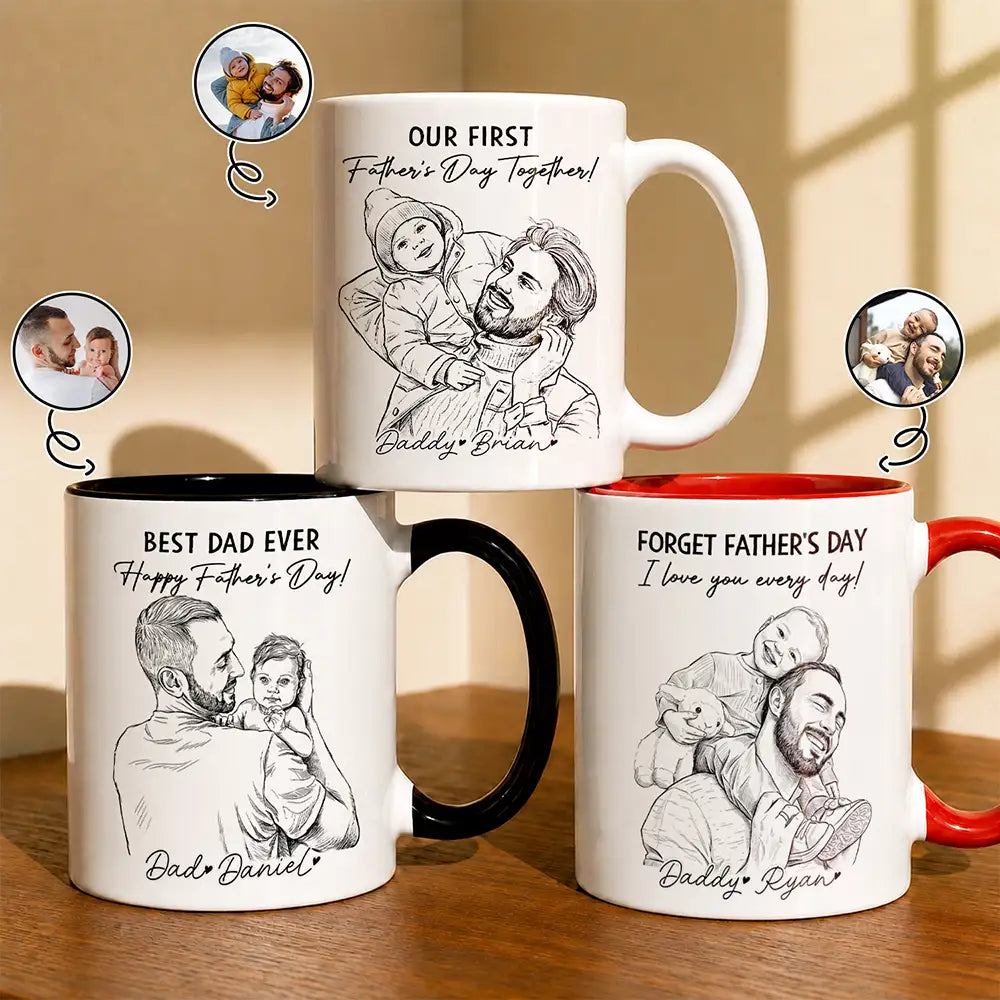 Custom Photo Pencil Sketch We Love You Every Day - Personalized Mug
