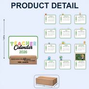 Teacher,Christmas,Happy - Never Forget The Difference That You Make - Personalized Calendar With Wooden Stand