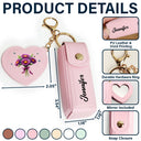 Gift For Women,Gift For Wife,Gift For Girlfriend,Love - Birth Month Flower Bouquet With Name - Personalized Leather Lipstick Case Keychain With Mirror