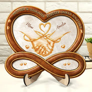 Mom,Daughters (Adult),Daughters (Young),Sad,Memorial - Heartfinity The Love Between Mother & Daughters - Personalized 2-Layered Wooden Plaque With Stand