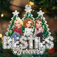 Afro Besties,Christmas,Gift For Bestie,Playful,Vector - Friendship Keepsake - Personalized Crystal Effect Besties Forever Acrylic Ornament