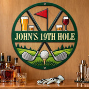 Gift For Men, Gift For Yourself, Gifts For Him, Golf, Humorous, Icon, Top Market - Decor Gift For Golfers - Personalized 19th Hole Metal Sign