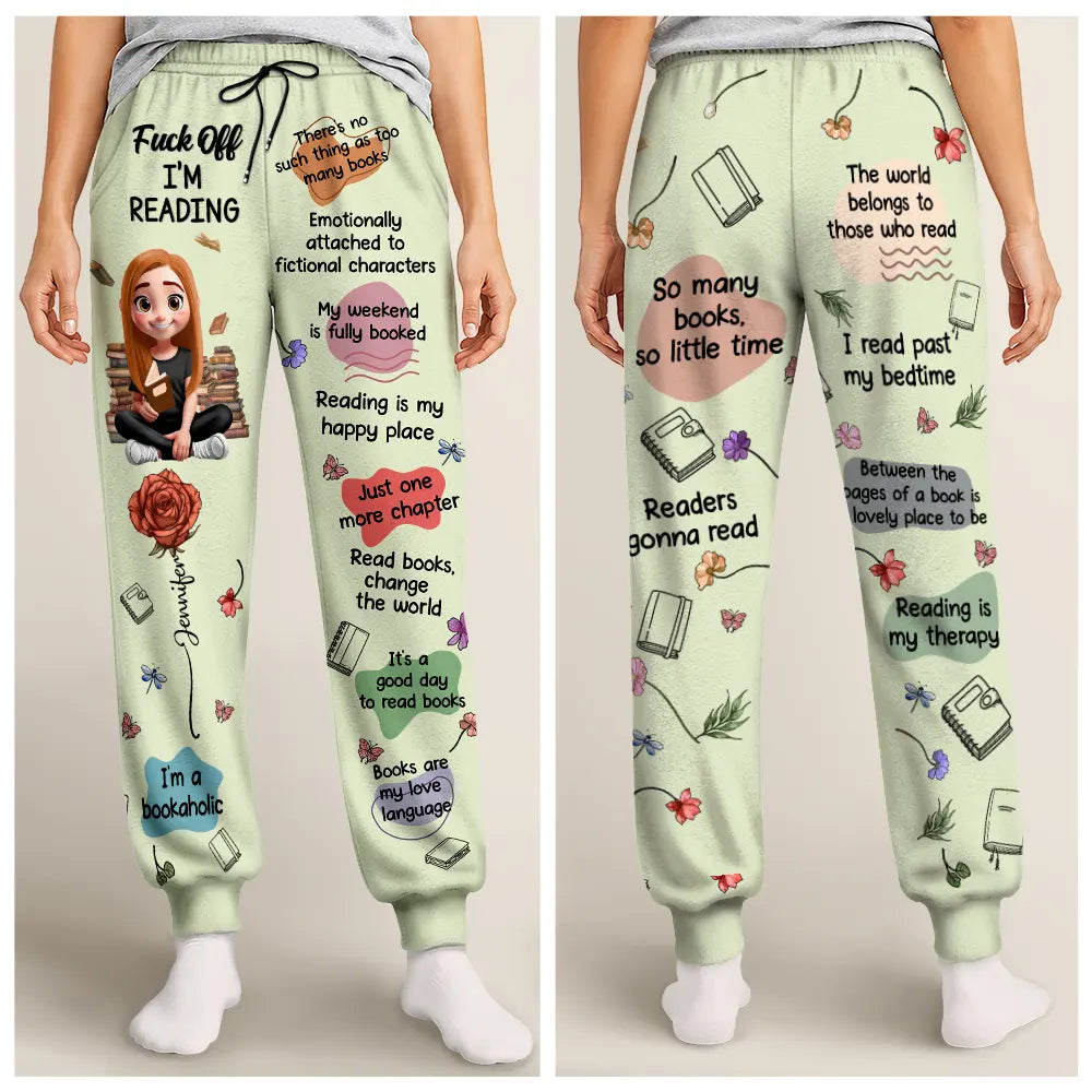 Christmas,Cozy,Gift For Yourself,Gifts For Her,Gifts For Him,Reading,Vector - Gift For Book Lovers - Personalized Do Not Disturb Pajama Pants