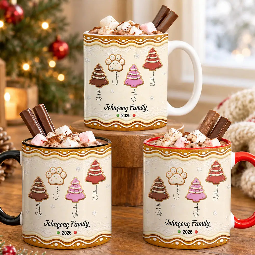 Christmas Gifts For Family - Personalized Family Forever Linked Together Gingerbread Style Mug