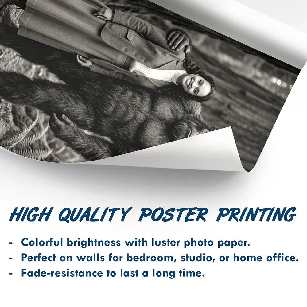 Art Design,Camping,Custom Photo,Gift For Men,Gift For Yourself,Gifts For Him,Humorous,Photo - Bigfoot Portrait - 19th Century Sasquatch - Personalized Custom Photo Bigfoot Portrait Poster