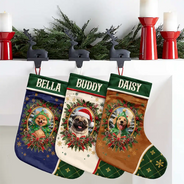 Art Design,Christmas,Custom Photo,Happy,Pet Lovers,Photo - Christmas Accessories 3D Cartoon Pet - Decor Gift For Pet Lovers - Personalized Custom Photo Pet Portrait Christmas Stocking