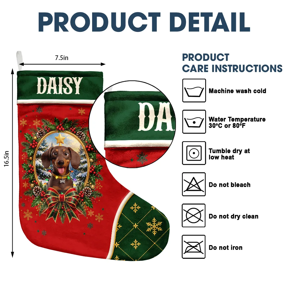 Art Design,Christmas,Custom Photo,Happy,Pet Lovers,Photo - Christmas Accessories 3D Cartoon Pet - Decor Gift For Pet Lovers - Personalized Custom Photo Pet Portrait Christmas Stocking