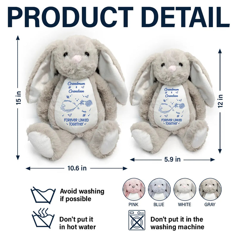 Grandma - Grandkids,Happy,Love,Christmas - The Love Between A Grandma And Granddaughter Is Forever - Personalized Soft Toy Bunny