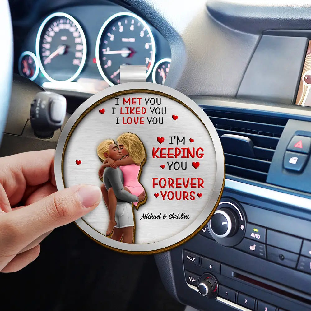 Gift For Couples,Gift For Husband,Gift For Wife,Gift For Boyfriend,Gift For Girlfriend,LGBT,Love - I Met You Liked You Loved You Forever Kissing Couple - Personalized Custom Shaped Car Visor Clip