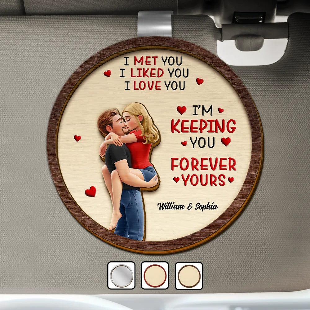 Gift For Couples,Gift For Husband,Gift For Wife,Gift For Boyfriend,Gift For Girlfriend,LGBT,Love - I Met You Liked You Loved You Forever Kissing Couple - Personalized Custom Shaped Car Visor Clip