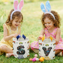 Kid Monster Truck Toy Container Monogram Initial - Personalized Bunny Ears Bucket Bag