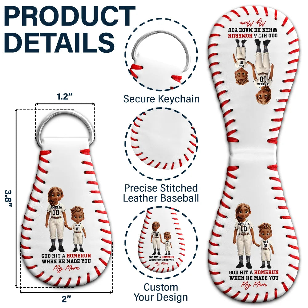 Baseball,Gift For Mother,Sport Dad,Sport Mom,Gift For Father,Happy,Vector - I Caught The Best Mom Best Dad Baseball - Personalized Leather Baseball Keychain