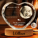Gift For Mother,Gift For Father,New Dad,New Mom,New baby,Happy,Calendar,Photo - Calendar Custom Photo The Day You Became My Mommy Daddy - Personalized Crystal Heart Shaped Lamp