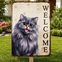 Art Design,Pet Lovers,Photo - Watercolor - Remove BG,Happy - Custom Photo Realistic Watercolor Art Hello Welcome Lovely Pet Portrait - Personalized Classic Metal Signs
