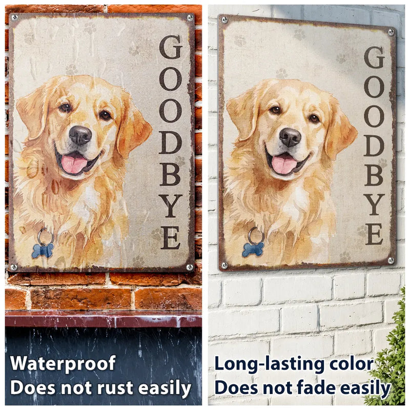 Art Design,Pet Lovers,Photo - Watercolor - Remove BG,Happy - Custom Photo Realistic Watercolor Art Hello Welcome Lovely Pet Portrait - Personalized Classic Metal Signs