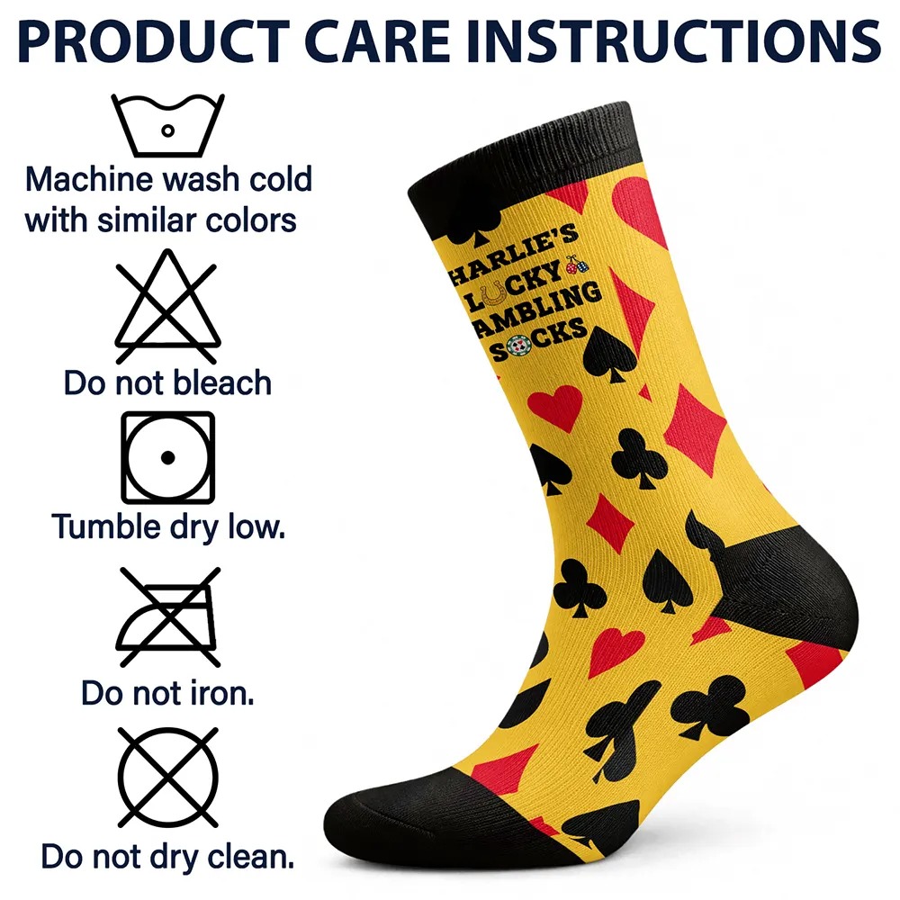 Christmas,Custom Text,Gift For Yourself,Gifts For Her,Gifts For Him,Happy,Top Market - Gift For Gambling Poker Lovers - Personalized Lucky Socks