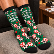 Christmas,Custom Text,Gift For Yourself,Gifts For Her,Gifts For Him,Happy,Top Market - Gift For Gambling Poker Lovers - Personalized Lucky Socks