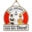 Your Own Towel - Swimming Pool Decoration For Couple - Personalized Custom Shaped Wood Sign