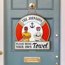 Your Own Towel - Swimming Pool Decoration For Couple - Personalized Custom Shaped Wood Sign
