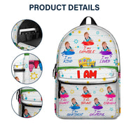 Custom Photo I Am Kind - Gift For Kid - Personalized Canvas Backpack