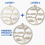 Christmas Family Tree - Personalized 2-Layered Mix Ornament