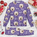 Cat Lovers,Pet Lovers,Dog Lovers,Dog Mom,Dog Dad,Cat Mom,Cat Dad,Happ - Custom Photo Funny Pet Face Pattern Dog Cat Family - Personalized Unisex Pajamas Set