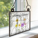 Gift For Grandma, Grandma - Grandkids, Happy - Grandma's Garden Stained Glass Birth Month Flower - Personalized Window Hanging Suncatcher Ornament