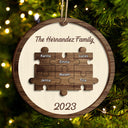 Christmas Family Puzzle Ornament Custom Name - Gift For Family - Personalized 2-Layered Wooden Ornament