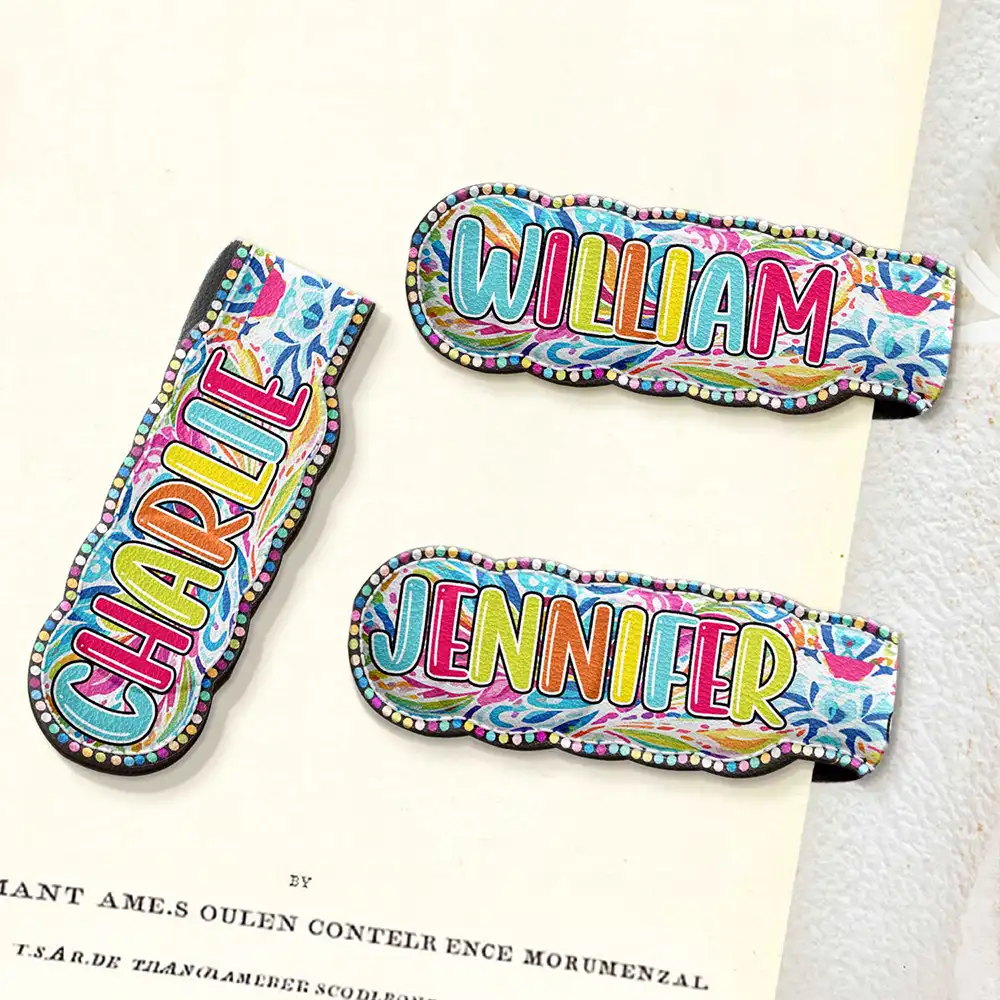 Reading,Gift For Yourself,Gift For Kids,Happy - Bright Paisley Name Every Chapter Knows Your Name - Personalized Custom Shaped Leather Magnetic Bookmark