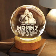 Custom Photo, Gift For Mother, Happy - Custom Photo We Hope Every Time You Light This Up - Personalized Crystal Globe Lamp