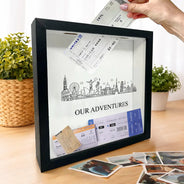 Travel,Gift For Yourself,Gift For Couples,Happy - Time To Travel Sketch Building Adventure - Personalized Ticket Memory Box