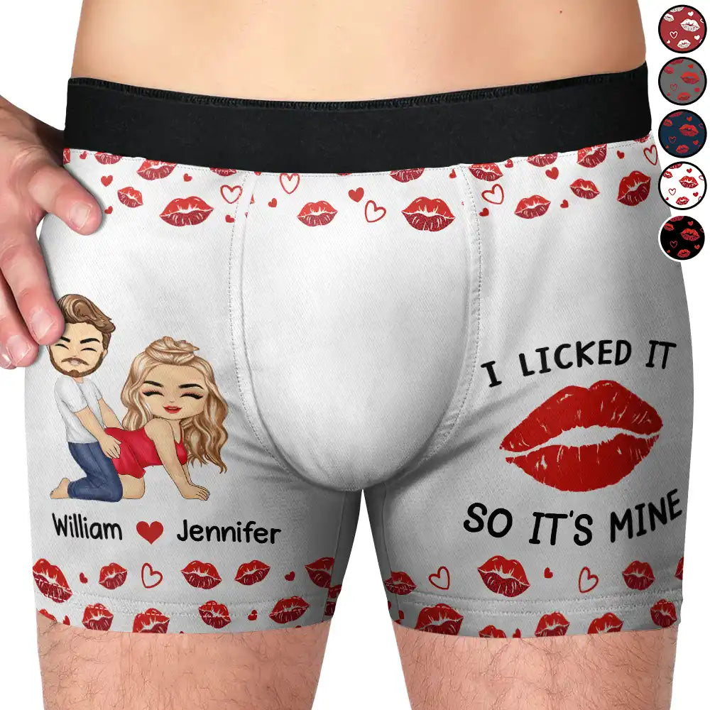 Gift For Couples,Gift For Husband,Gift For Boyfriend,Funny - I Licked It So It's Mine Funny Couple - Personalized Men's Boxer Briefs