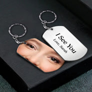 Gift For Couples, Gift For Husband, Gift For Boyfriend, Happy - Custom Photo I See You Drive Safe - Personalized Aluminum Keychain