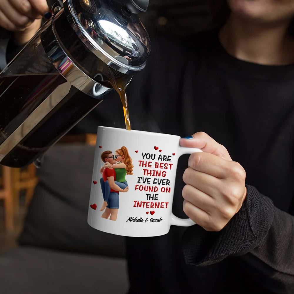 Gift For Couples,Gift For Husband,Gift For Wife,Gift For Boyfriend,Gift For Girlfriend,Happy - Kissing Couple 3D Best Thing Found On The Internet - Personalized Mug
