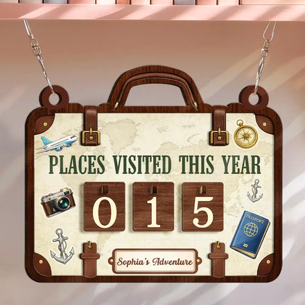Places Visited This Year - Personalized Hanging Tracker Sign