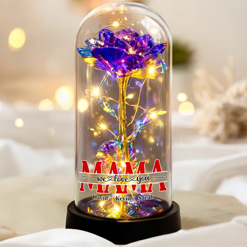 Gift For Mother, Gift For Grandma, Mom - Children, Happy - Mom We Love You - Personalized Everlasting Rose Dome Lamp