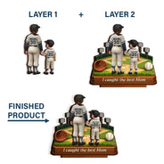 We Caught The Best Mom Baseball - Personalized Custom Shaped 2-Layered Wooden Plaque