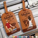 Travel,Gift For Couples,Gift For Husband,Gift For Wife,Gift For Boyfriend,Gift For Girlfriend,Happy - Our Adventure Bag - Personalized Combo 2 Leather Luggage Tags
