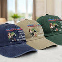 Camping,America 250th,Independence Day,Campsite,Gift For Yourself,Happy - Stars & Stripes & Campfire Nights - Personalized Vintage Washed Denim Cap